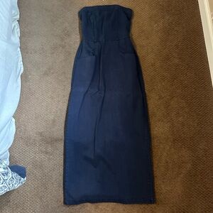 YFB Navy Strapless Linen Dress